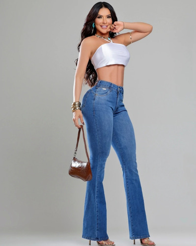 Calça Jeans Cintura Alta Feminina Levanta Bumbum Ri19 Flare