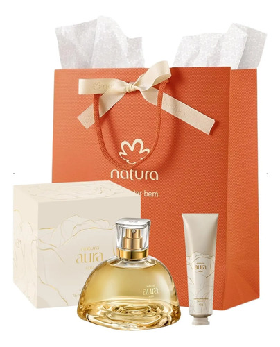 Presente Kit Aura Alba Natura Feminino Original Creme Sacola